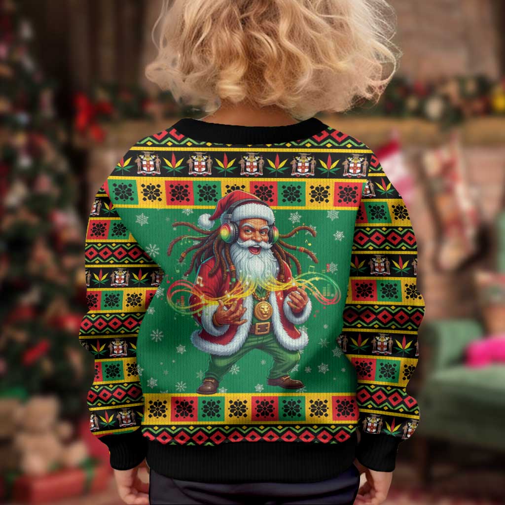 Jamaica Christmas Kid Ugly Christmas Sweater Reggae Santa with Dreadlocks Design - Wonder Print Shop