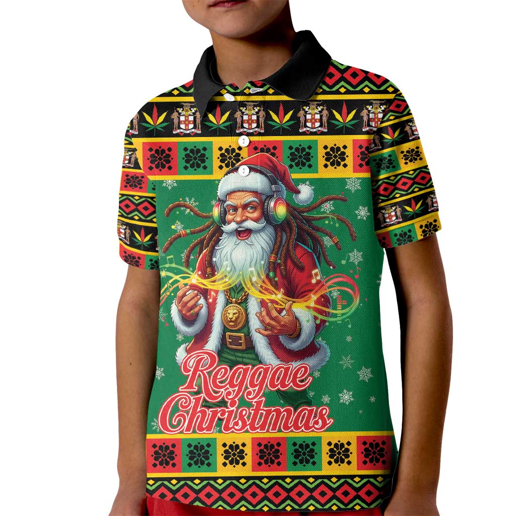 Jamaica Christmas Kid Polo Shirt Reggae Santa with Dreadlocks Design - Wonder Print Shop