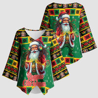 Jamaica Christmas Kimono Sleeve Blouse Reggae Santa with Dreadlocks Design - Wonder Print Shop
