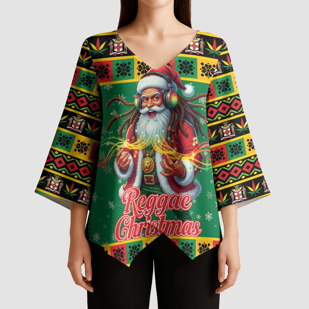 Jamaica Christmas Kimono Sleeve Blouse Reggae Santa with Dreadlocks Design - Wonder Print Shop
