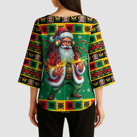 Jamaica Christmas Kimono Sleeve Blouse Reggae Santa with Dreadlocks Design - Wonder Print Shop