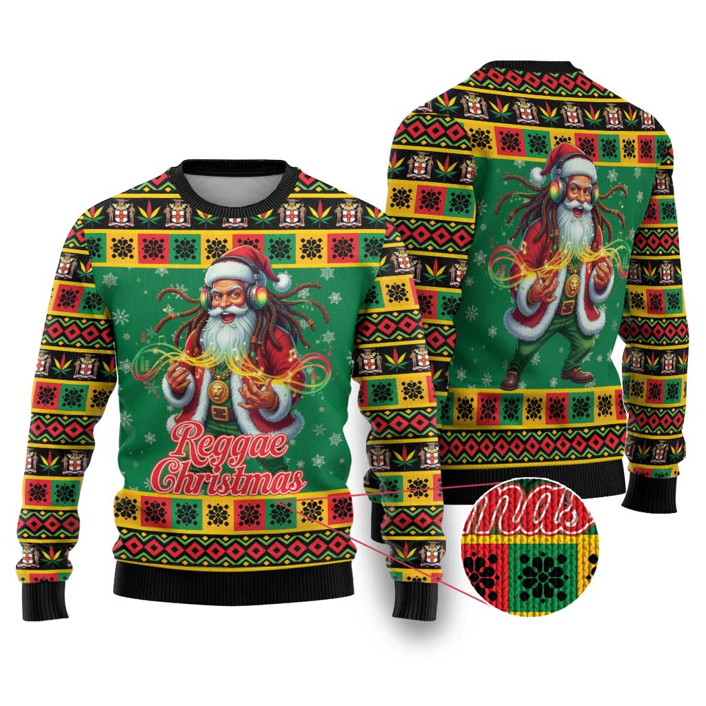 Jamaica Christmas Ugly Christmas Sweater Reggae Santa with Dreadlocks Design - Wonder Print Shop