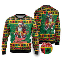 Jamaica Christmas Ugly Christmas Sweater Reggae Santa with Dreadlocks Design - Wonder Print Shop