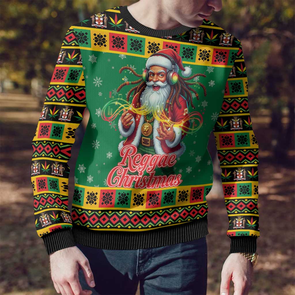 Jamaica Christmas Ugly Christmas Sweater Reggae Santa with Dreadlocks Design - Wonder Print Shop