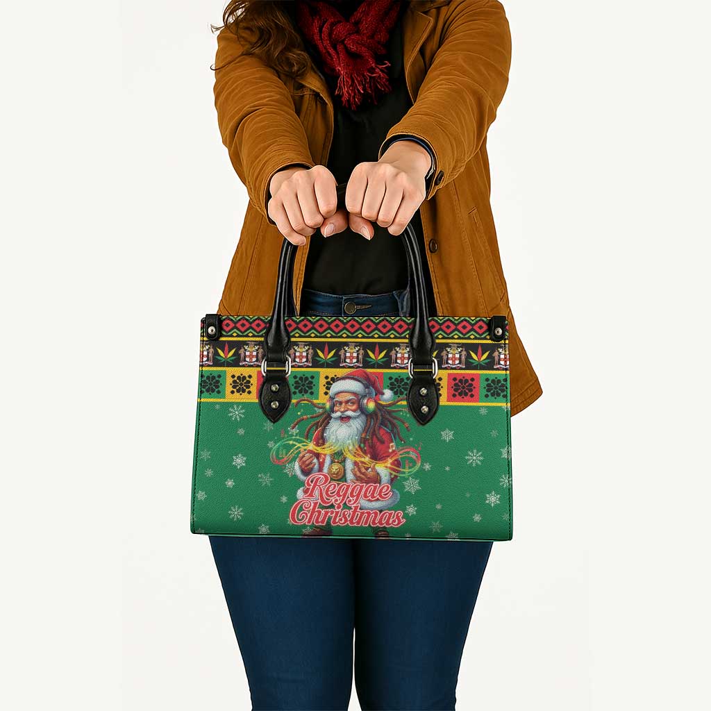 Jamaica Christmas Leather Bag Reggae Santa with Dreadlocks Design - Wonder Print Shop