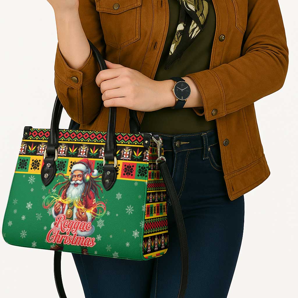 Jamaica Christmas Leather Bag Reggae Santa with Dreadlocks Design - Wonder Print Shop