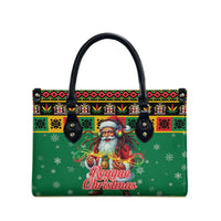 Jamaica Christmas Leather Bag Reggae Santa with Dreadlocks Design - Wonder Print Shop