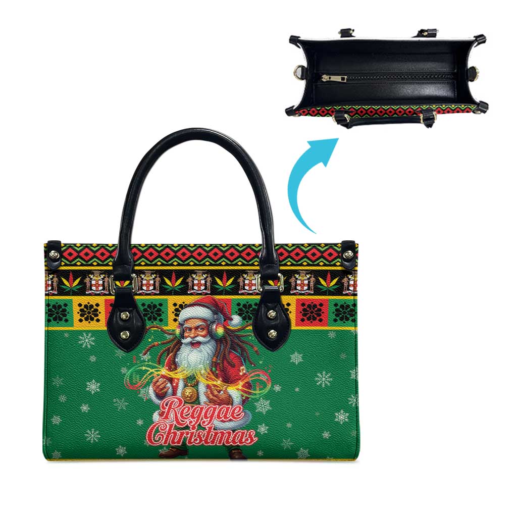 Jamaica Christmas Leather Bag Reggae Santa with Dreadlocks Design - Wonder Print Shop