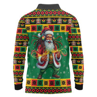 Jamaica Christmas Long Sleeve Polo Shirt Reggae Santa with Dreadlocks Design - Wonder Print Shop