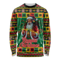 Jamaica Christmas Long Sleeve Shirt Reggae Santa with Dreadlocks Design - Wonder Print Shop
