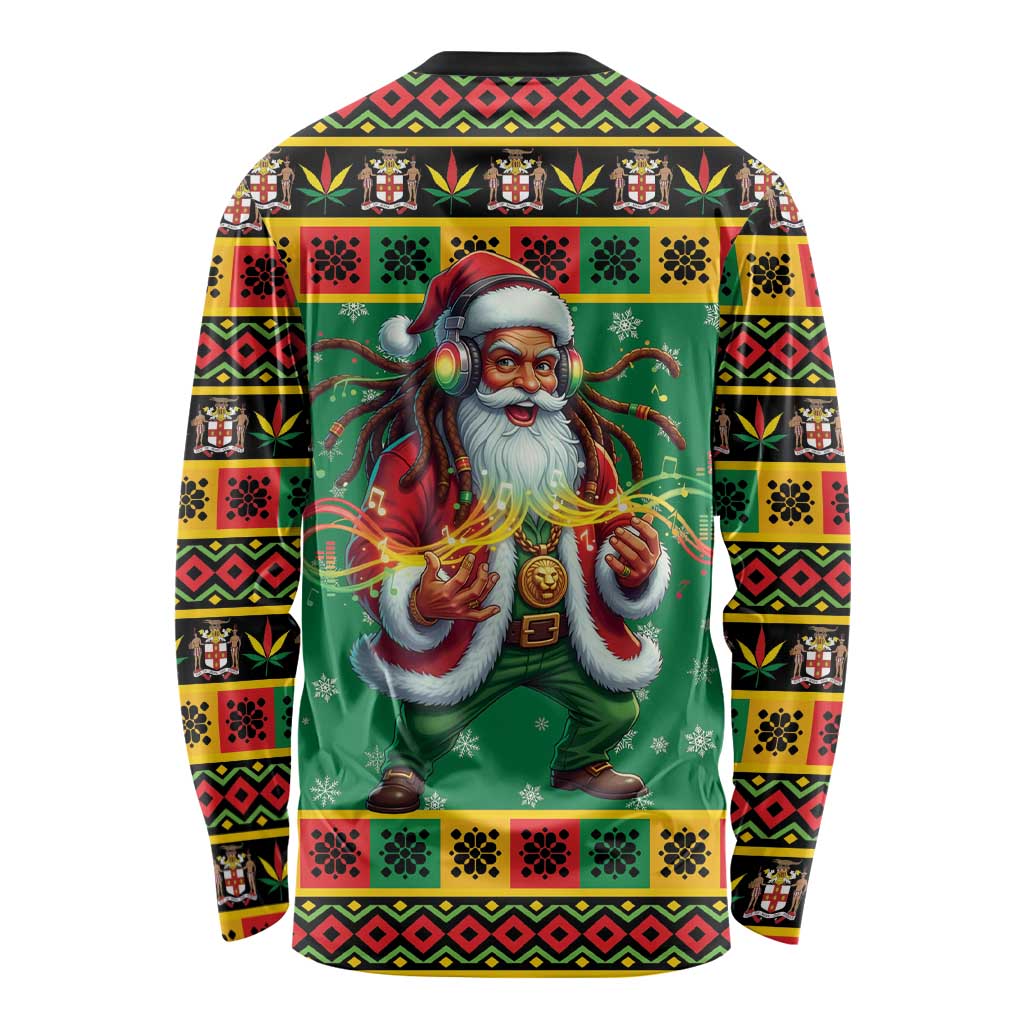 Jamaica Christmas Long Sleeve Shirt Reggae Santa with Dreadlocks Design - Wonder Print Shop