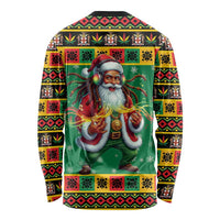 Jamaica Christmas Long Sleeve Shirt Reggae Santa with Dreadlocks Design - Wonder Print Shop