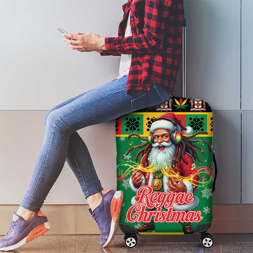 Jamaica Christmas Luggage Cover Reggae Santa with Dreadlocks Design - Wonder Print Shop
