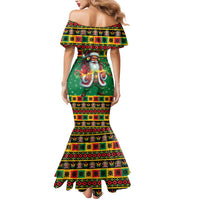 Jamaica Christmas Mermaid Dress Reggae Santa with Dreadlocks Design - Wonder Print Shop