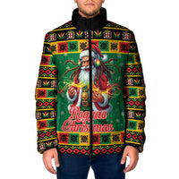 Jamaica Christmas Padded Jacket Reggae Santa with Dreadlocks Design - Wonder Print Shop