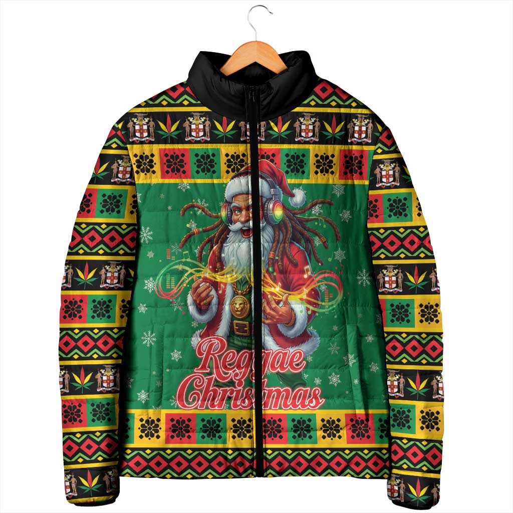 Jamaica Christmas Padded Jacket Reggae Santa with Dreadlocks Design - Wonder Print Shop