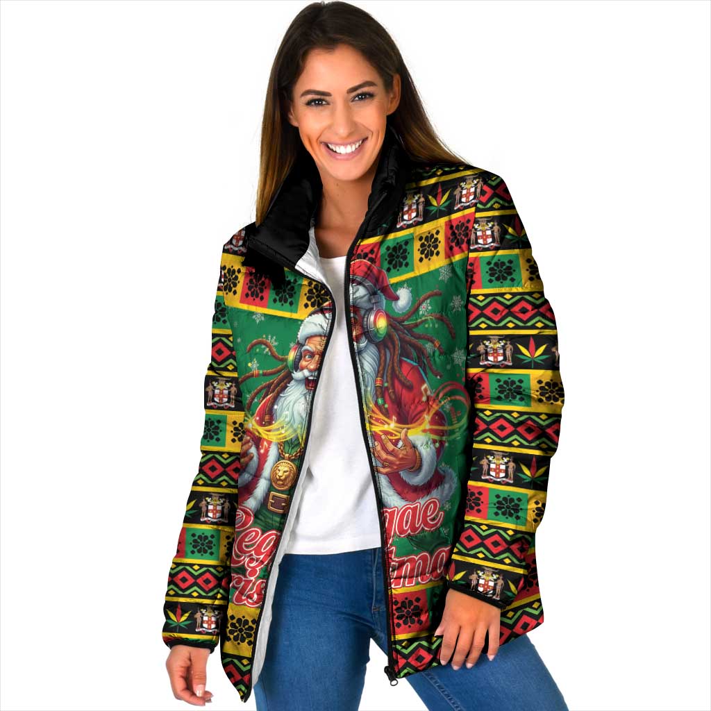 Jamaica Christmas Padded Jacket Reggae Santa with Dreadlocks Design - Wonder Print Shop
