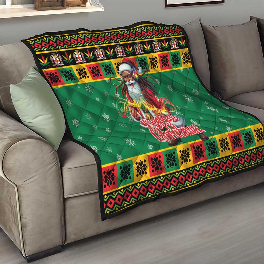 Jamaica Christmas Quilt Reggae Santa with Dreadlocks Design - Wonder Print Shop