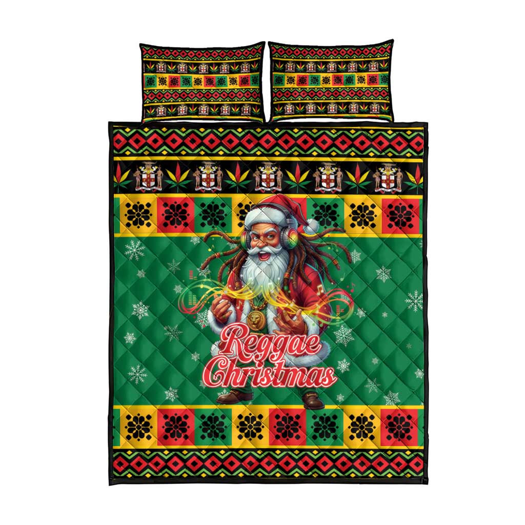 Jamaica Christmas Quilt Bed Set Reggae Santa with Dreadlocks Design - Wonder Print Shop