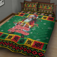 Jamaica Christmas Quilt Bed Set Reggae Santa with Dreadlocks Design - Wonder Print Shop