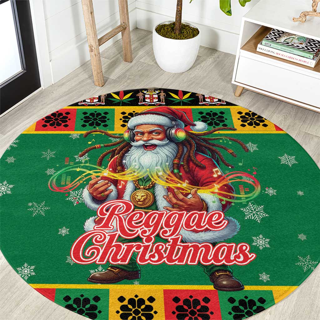 Jamaica Christmas Round Carpet Reggae Santa with Dreadlocks Design - Wonder Print Shop