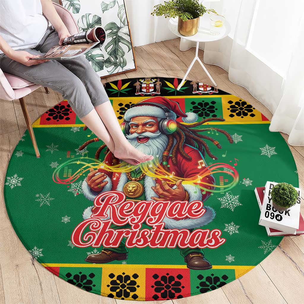 Jamaica Christmas Round Carpet Reggae Santa with Dreadlocks Design - Wonder Print Shop