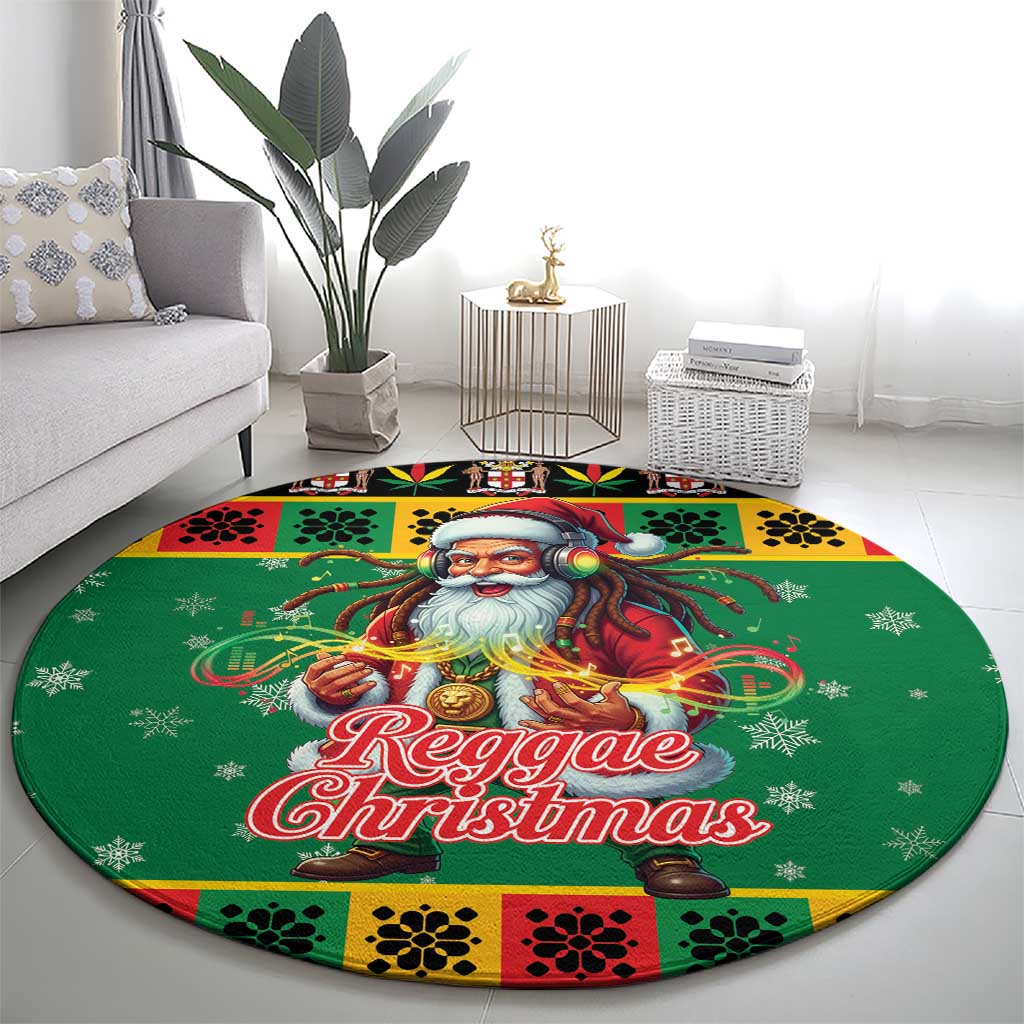 Jamaica Christmas Round Carpet Reggae Santa with Dreadlocks Design - Wonder Print Shop