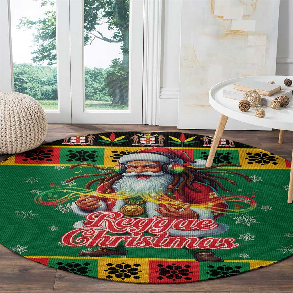 Jamaica Christmas Round Carpet Reggae Santa with Dreadlocks Design - Wonder Print Shop