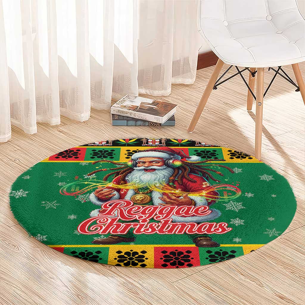 Jamaica Christmas Round Carpet Reggae Santa with Dreadlocks Design - Wonder Print Shop