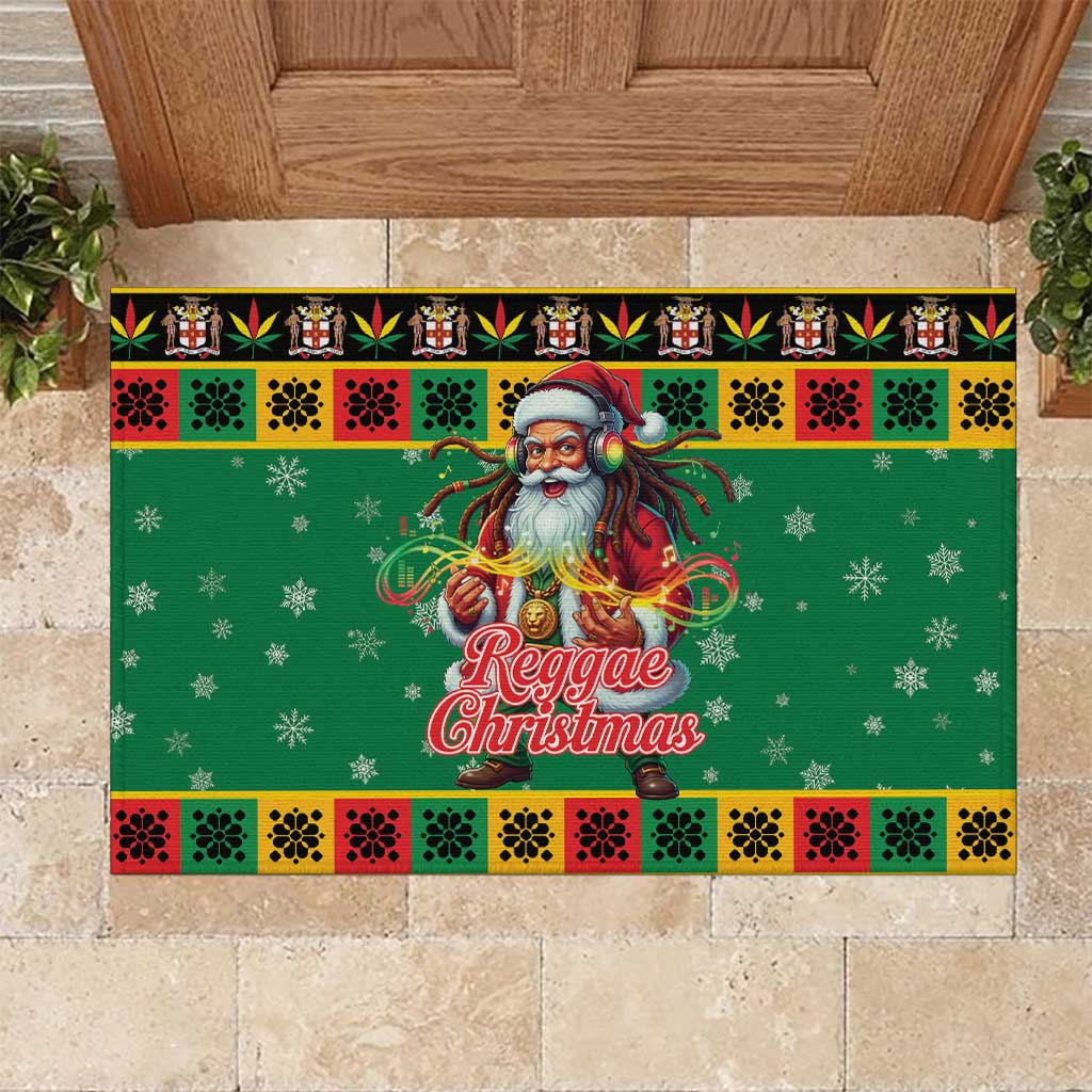 Jamaica Christmas Rubber Doormat Reggae Santa with Dreadlocks Design - Wonder Print Shop