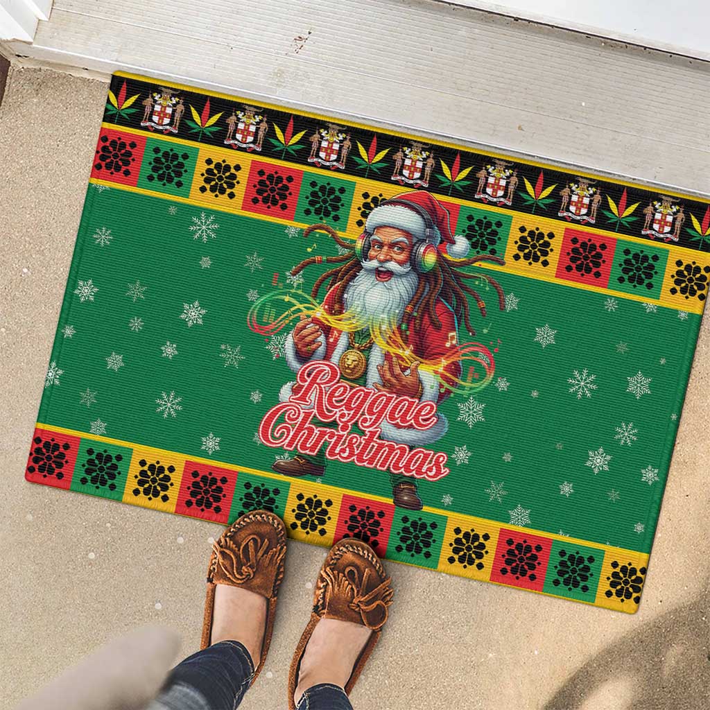 Jamaica Christmas Rubber Doormat Reggae Santa with Dreadlocks Design - Wonder Print Shop