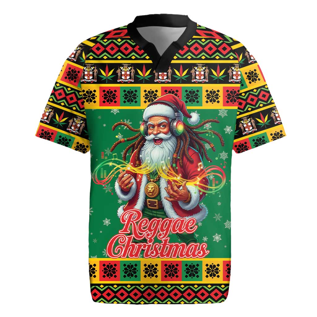 Jamaica Christmas Rugby Jersey Reggae Santa with Dreadlocks Design - Wonder Print Shop