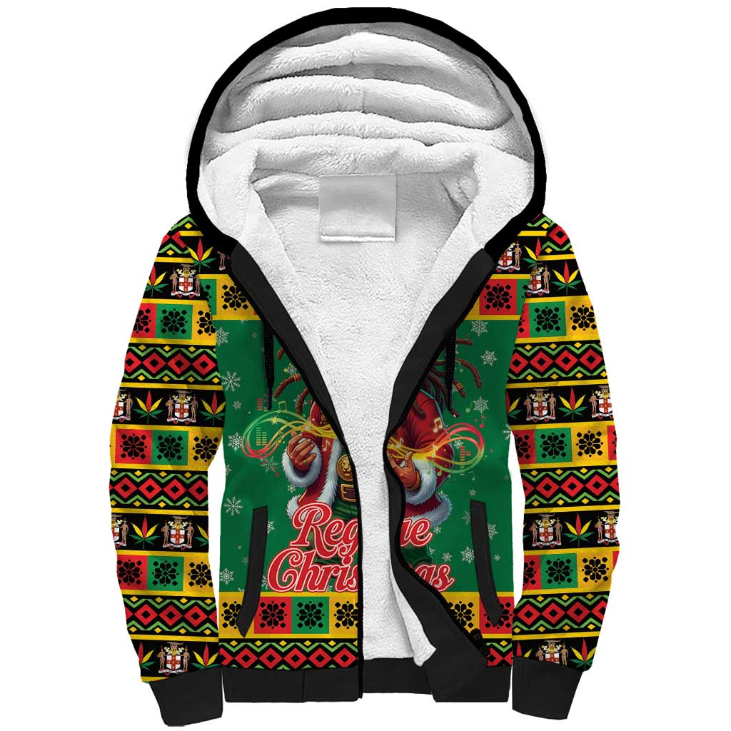 Jamaica Christmas Sherpa Hoodie Reggae Santa with Dreadlocks Design - Wonder Print Shop