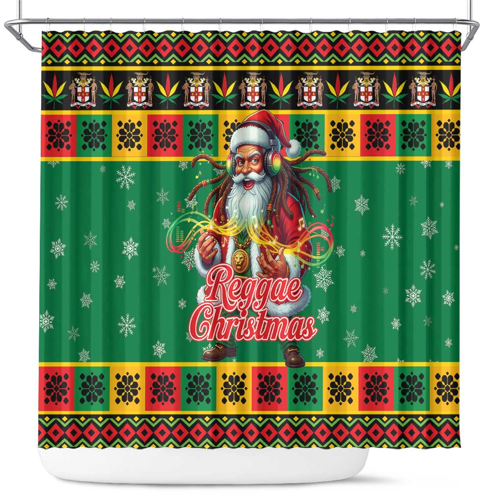 Jamaica Christmas Shower Curtain Reggae Santa with Dreadlocks Design - Wonder Print Shop