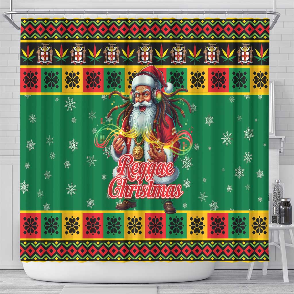 Jamaica Christmas Shower Curtain Reggae Santa with Dreadlocks Design - Wonder Print Shop