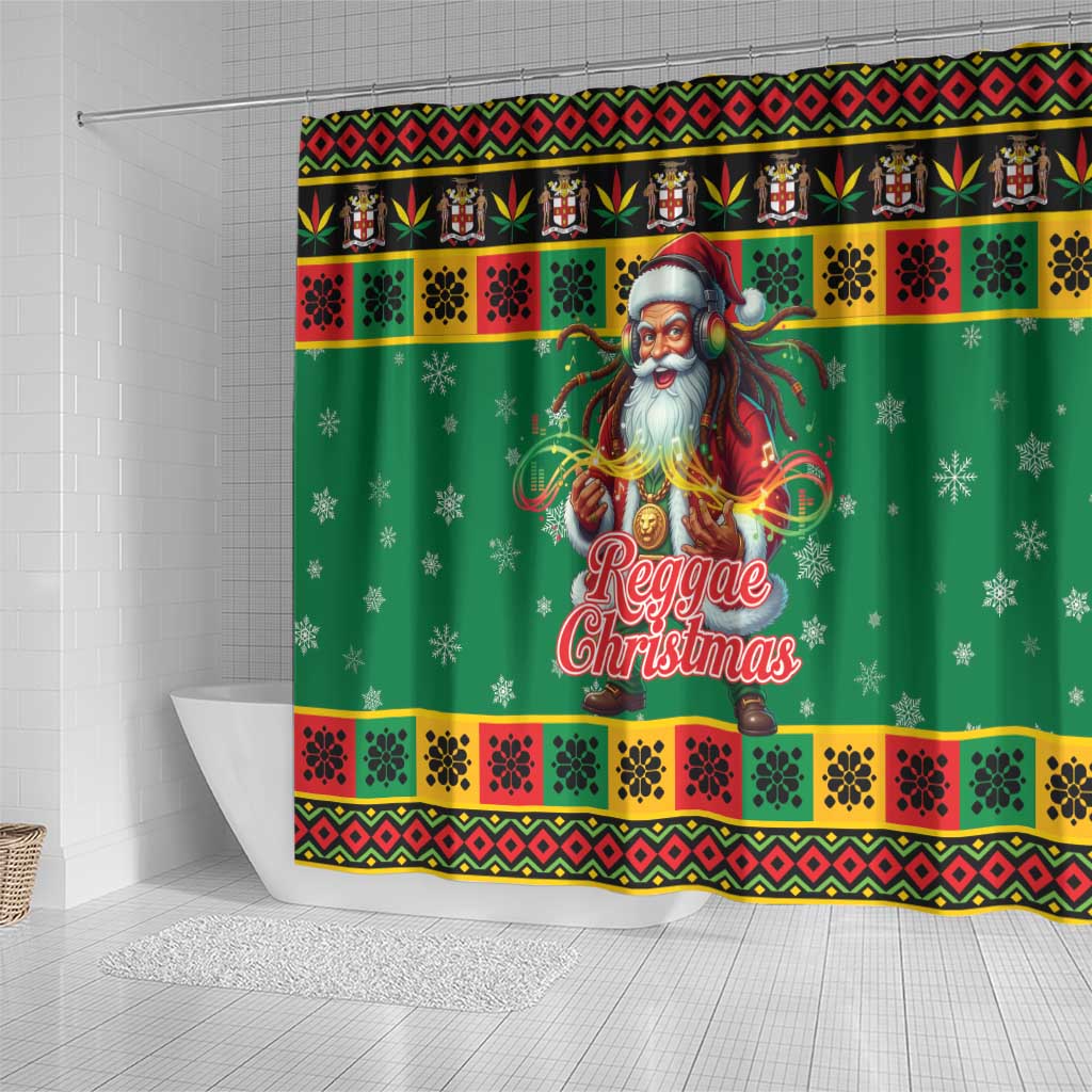 Jamaica Christmas Shower Curtain Reggae Santa with Dreadlocks Design - Wonder Print Shop