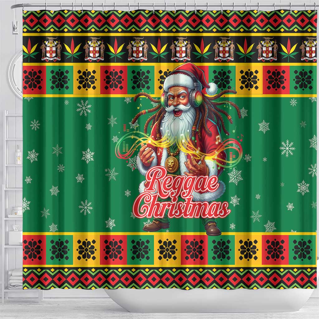 Jamaica Christmas Shower Curtain Reggae Santa with Dreadlocks Design - Wonder Print Shop