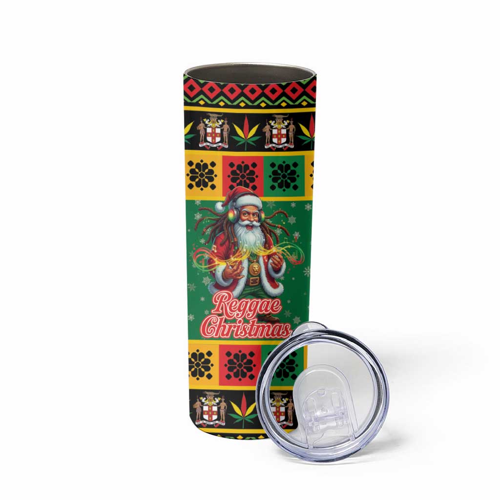 Jamaica Christmas Skinny Tumbler Reggae Santa with Dreadlocks Design - Wonder Print Shop
