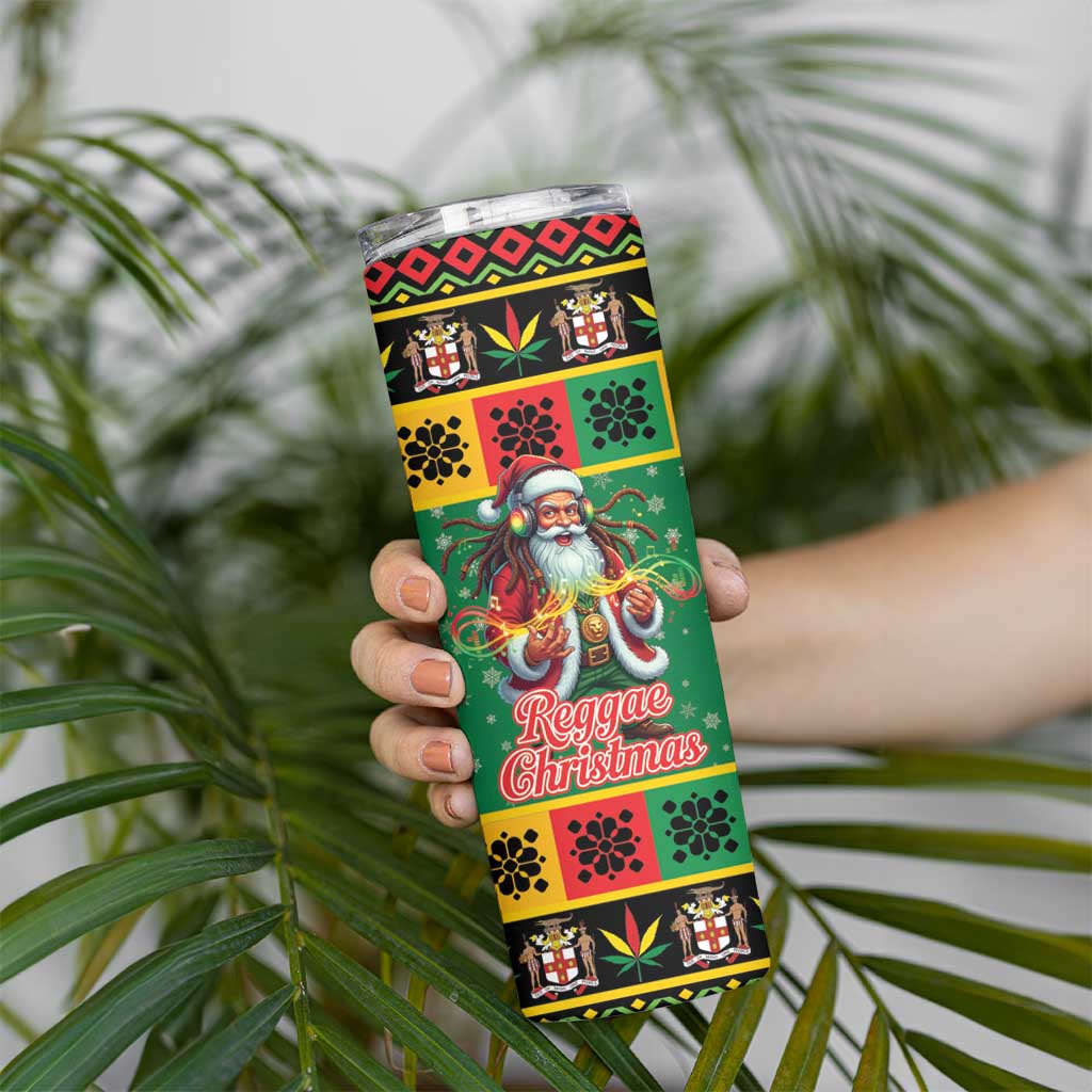 Jamaica Christmas Skinny Tumbler Reggae Santa with Dreadlocks Design - Wonder Print Shop