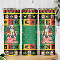 Jamaica Christmas Skinny Tumbler Reggae Santa with Dreadlocks Design - Wonder Print Shop