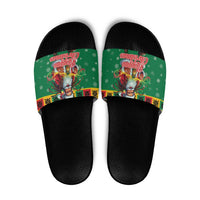 Jamaica Christmas Slide Sandals Reggae Santa with Dreadlocks Design - Wonder Print Shop