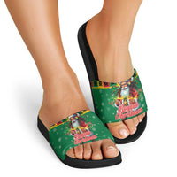 Jamaica Christmas Slide Sandals Reggae Santa with Dreadlocks Design - Wonder Print Shop