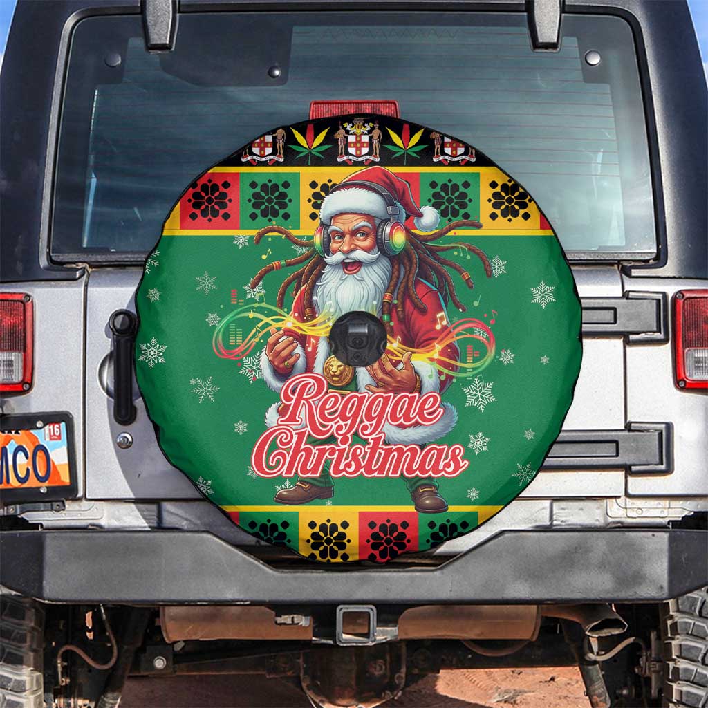 Jamaica Christmas Spare Tire Cover Reggae Santa with Dreadlocks Design - Wonder Print Shop