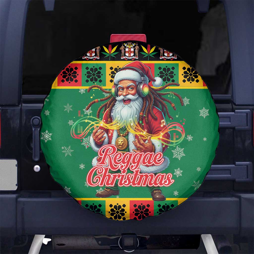 Jamaica Christmas Spare Tire Cover Reggae Santa with Dreadlocks Design - Wonder Print Shop