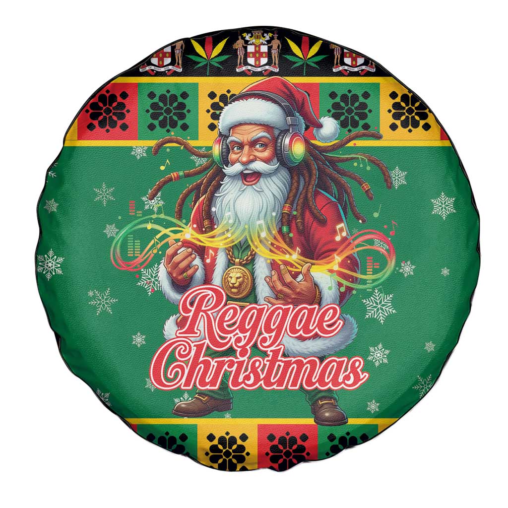 Jamaica Christmas Spare Tire Cover Reggae Santa with Dreadlocks Design - Wonder Print Shop