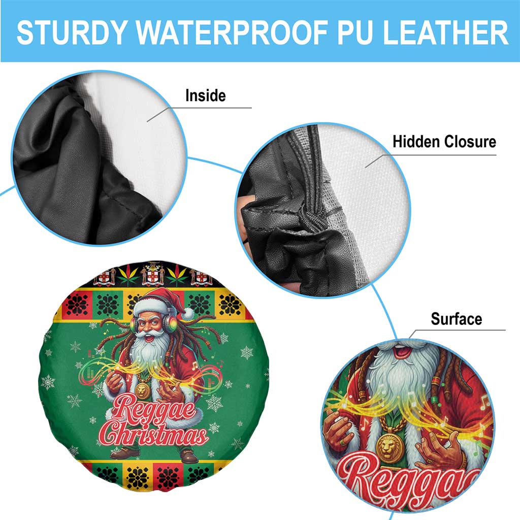Jamaica Christmas Spare Tire Cover Reggae Santa with Dreadlocks Design - Wonder Print Shop
