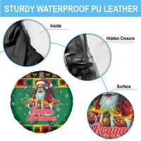 Jamaica Christmas Spare Tire Cover Reggae Santa with Dreadlocks Design - Wonder Print Shop