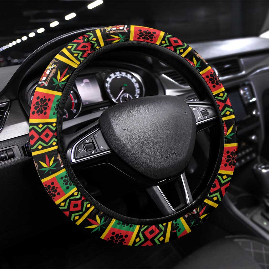 Jamaica Christmas Steering Wheel Cover Reggae Santa with Dreadlocks Design - Wonder Print Shop