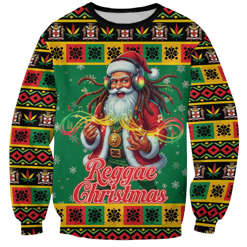 Jamaica Christmas Sweatshirt Reggae Santa with Dreadlocks Design - Wonder Print Shop