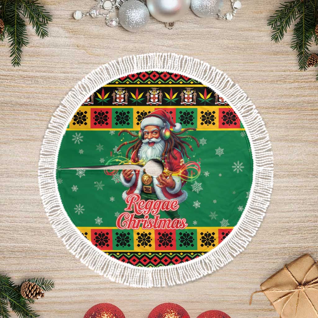 Jamaica Christmas Tree Skirt Reggae Santa with Dreadlocks Design - Wonder Print Shop